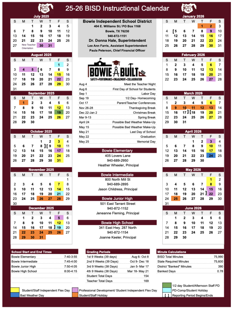 25-26 Instructional Calendar
