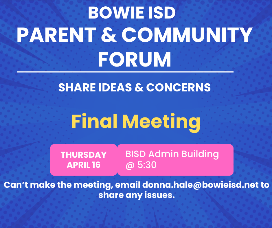 Upcoming: Last Parent and Community Forum