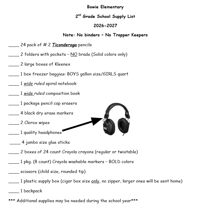 supply list