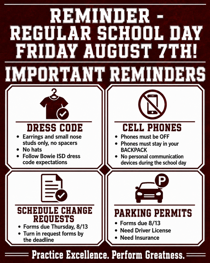 Friday August 7th - Regular School Day