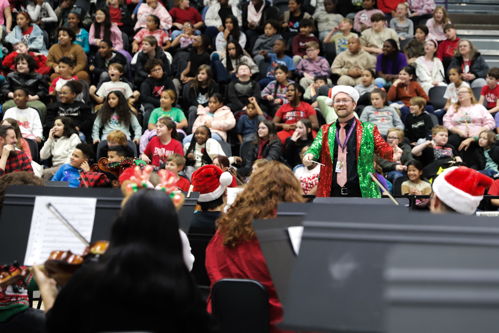 Patrick O'Rourke directs the BGHS Orchestra
