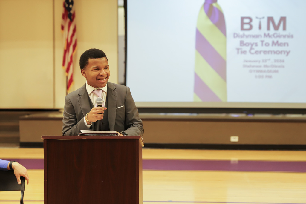 Cayden Dunn speaks at Boys to Men Ceremony