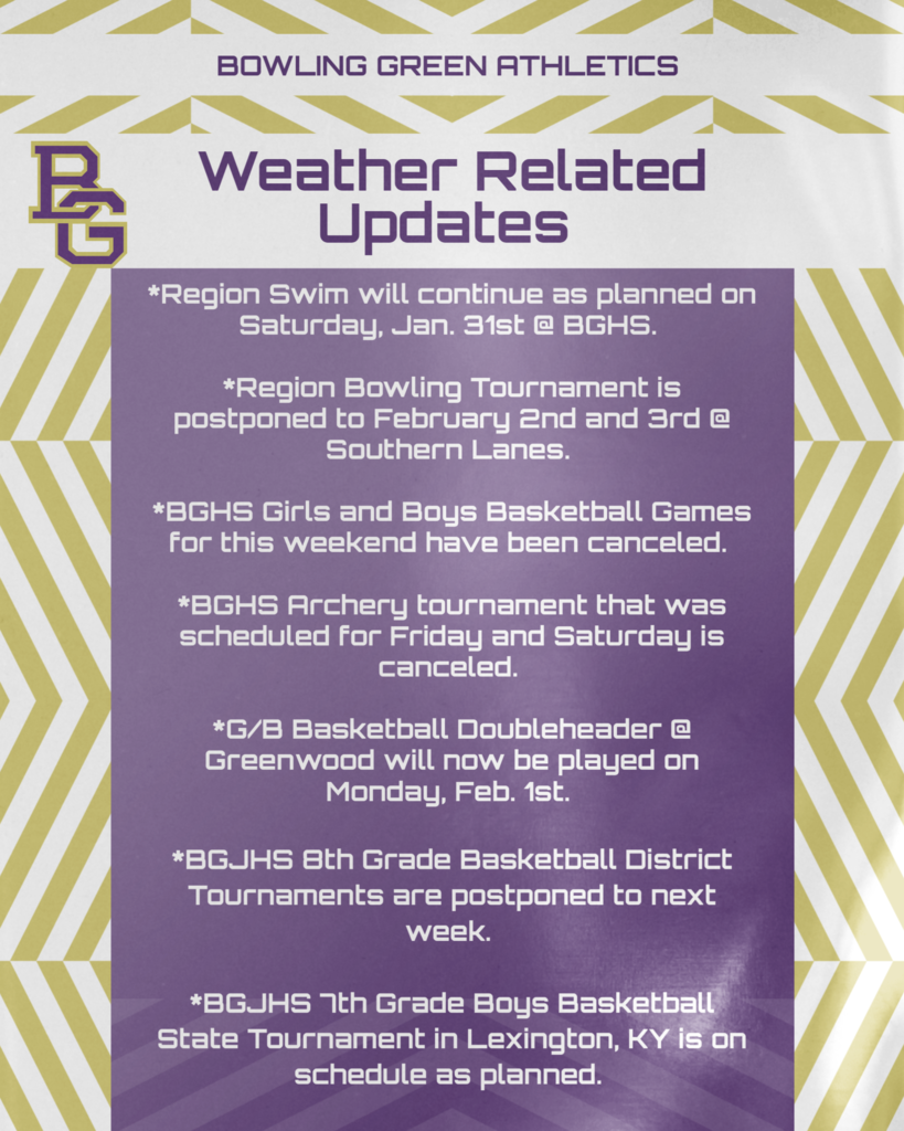 Weather Related Athletic Updates 