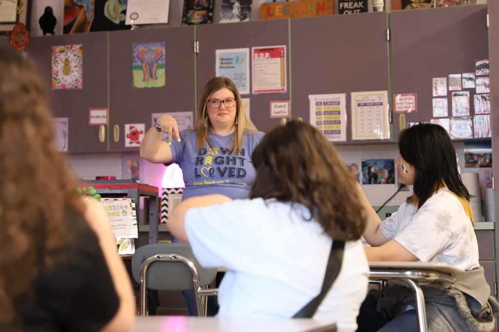Ms. Flener leading ASL at BGJHS