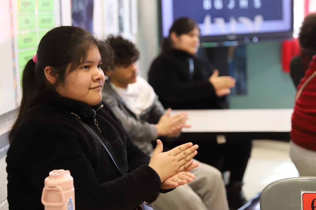 Three students practicing Sign Language at BGJHS