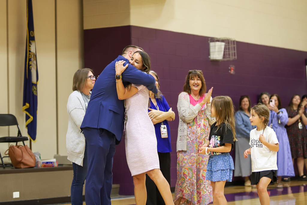 Brown hugs Shawn Perkins