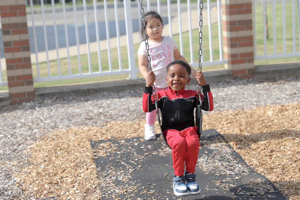 Swinging on the playground