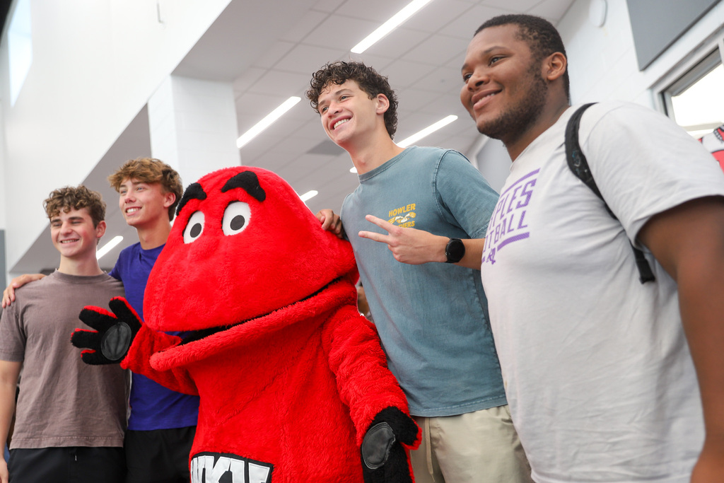Big Red with BGHS students
