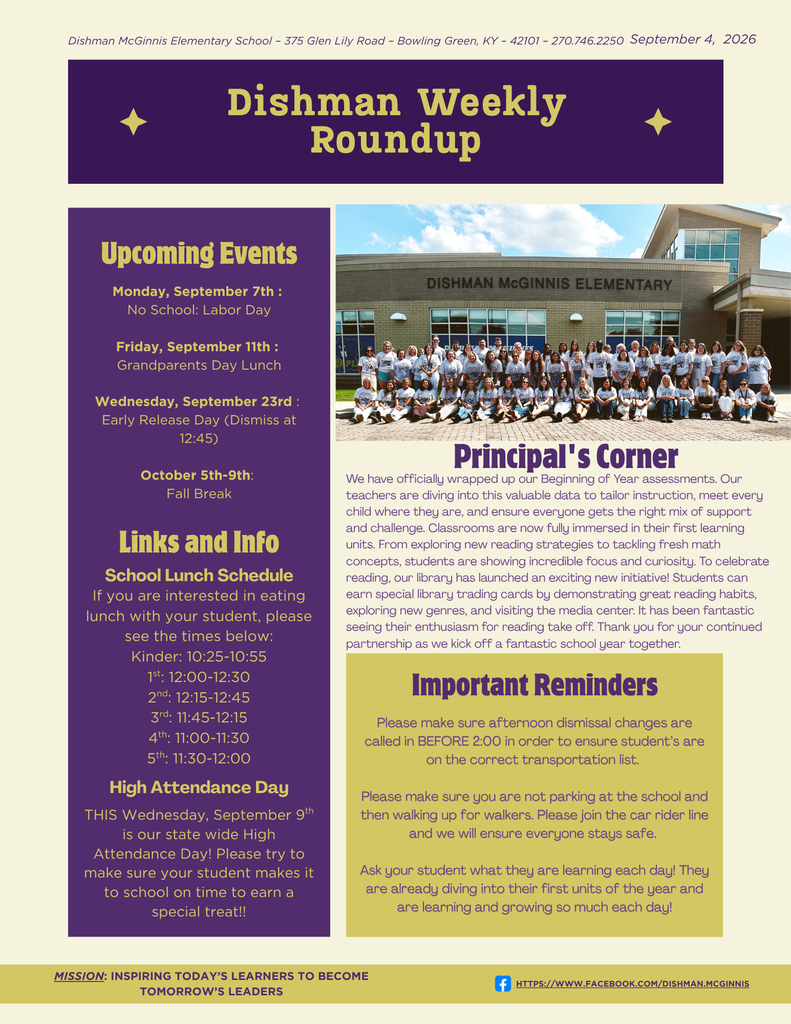 Dishman Weekly Roundup 9/4/26