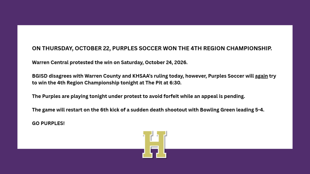 Purples Soccer will play tonight to win Regional Championship