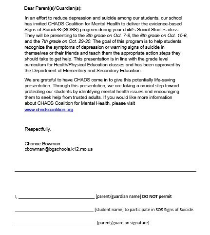 Suicide Prevention Opt Out Form