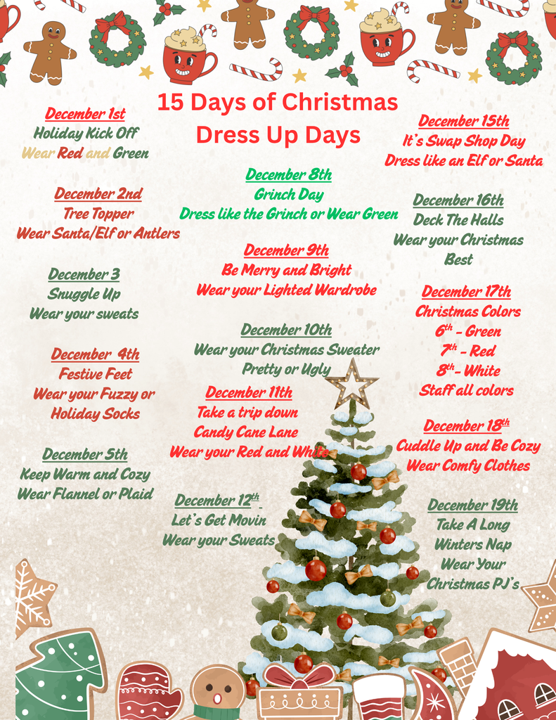 15 Days of Christmas Dress up Days