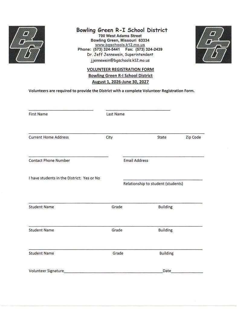 Page 2 of 26-27 Volunteer Registration Packet