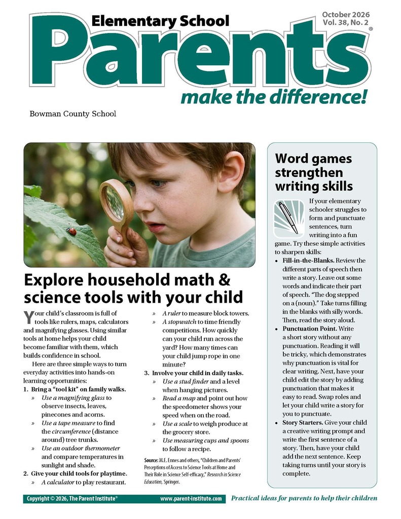Parents October 2026 Newsletter Page 1