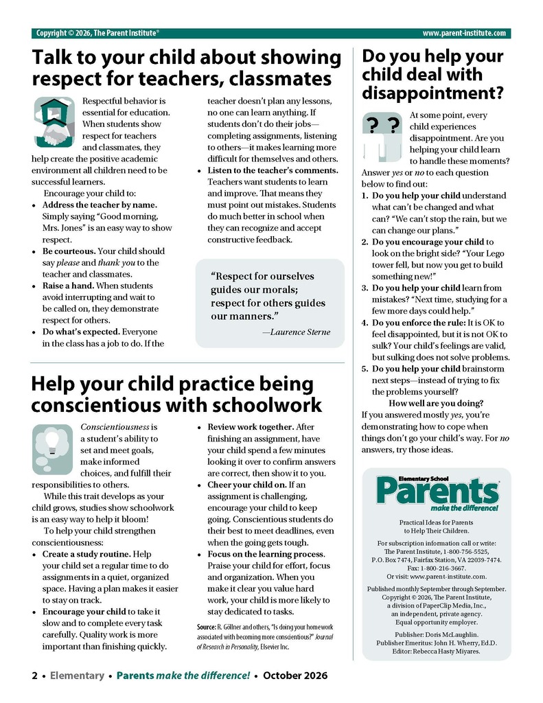 Parents October 2026 Newsletter Page 2