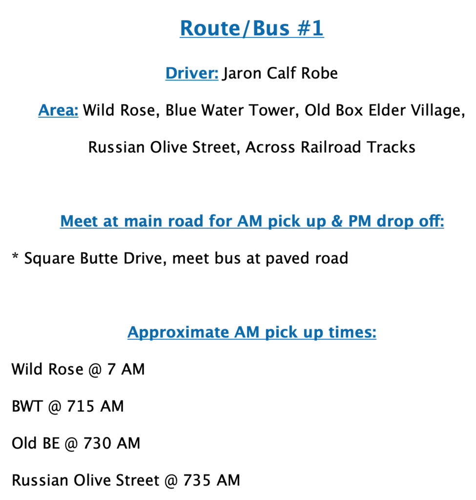 Bus 1 route