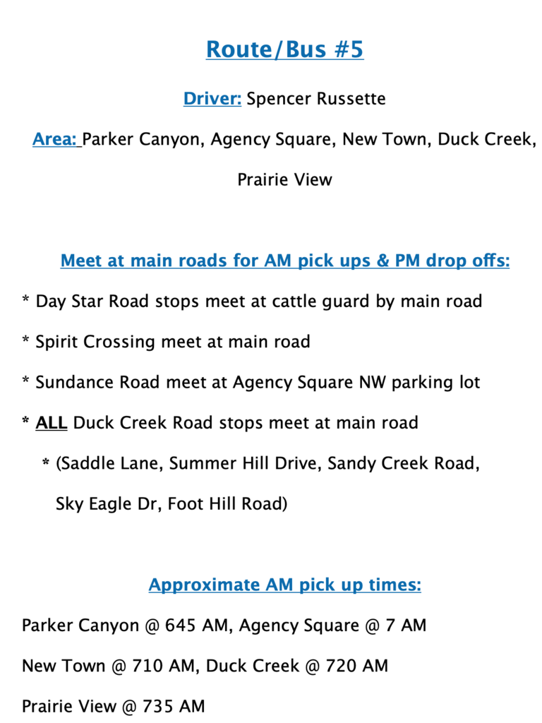 Bus 5 route