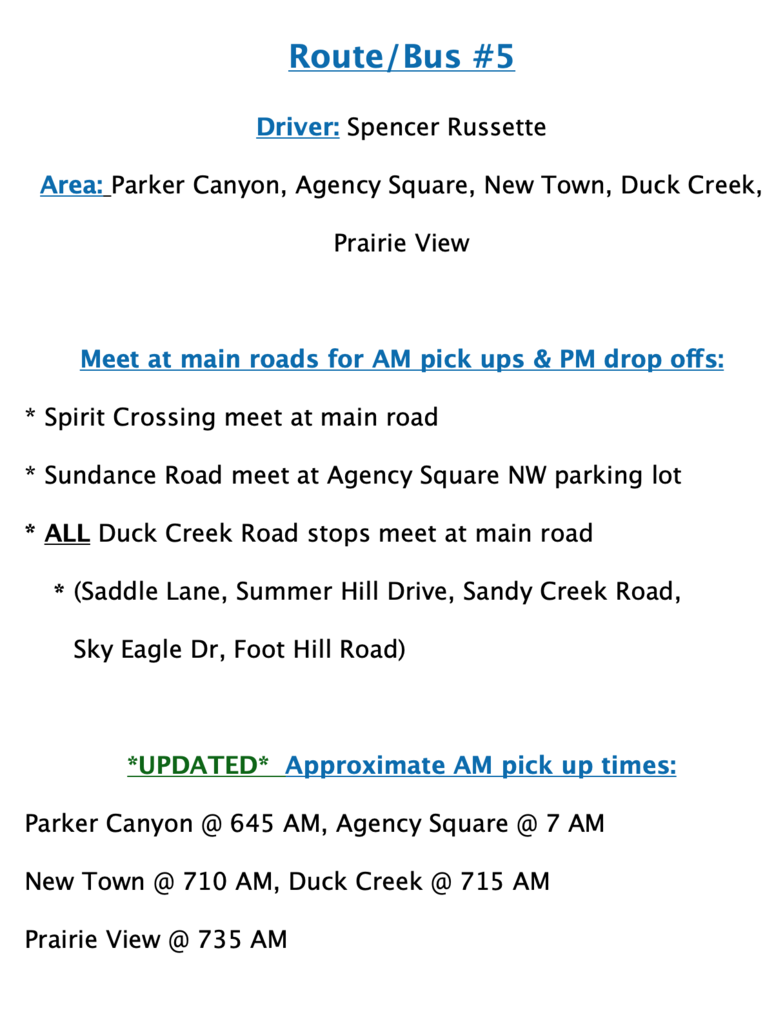 Bus 5 Info