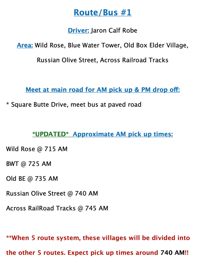 Bus 1 Info