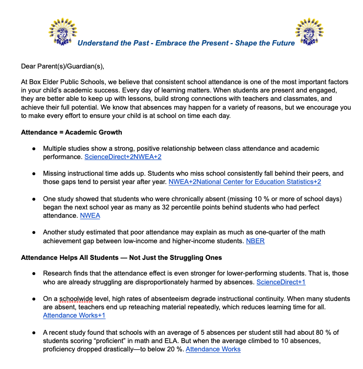 Attendance Letter
