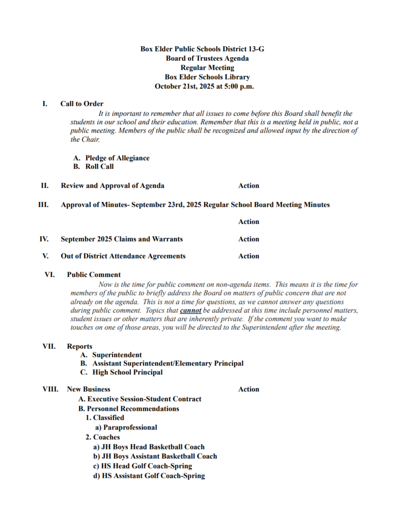 Board Agenda 1