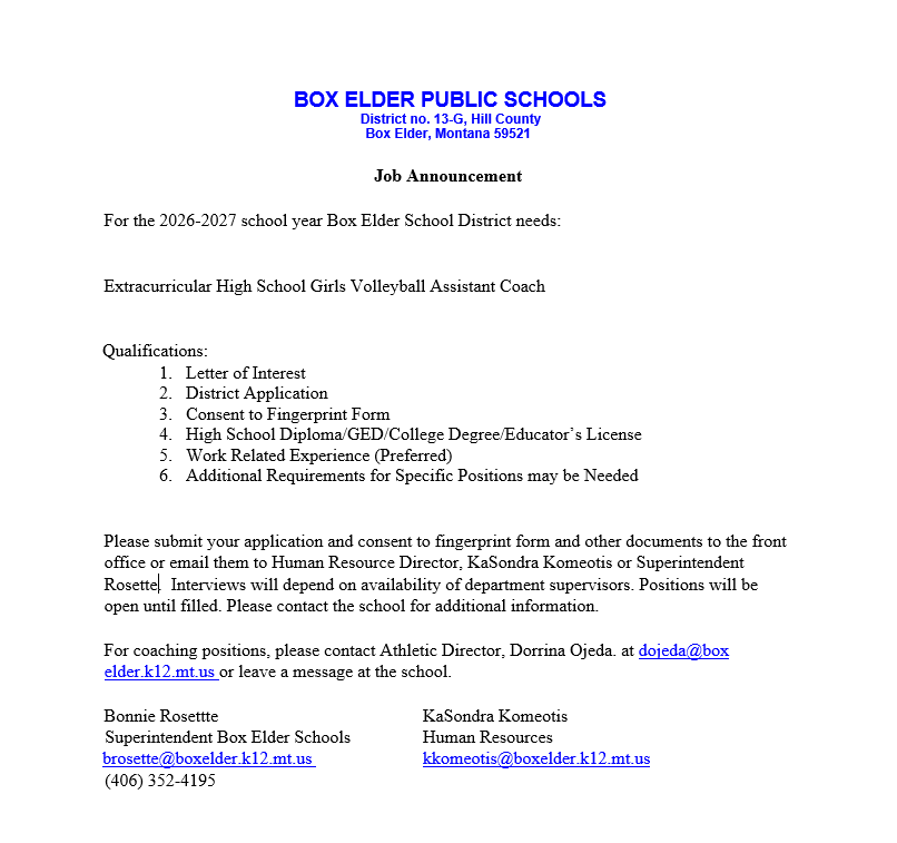Coaching Positions