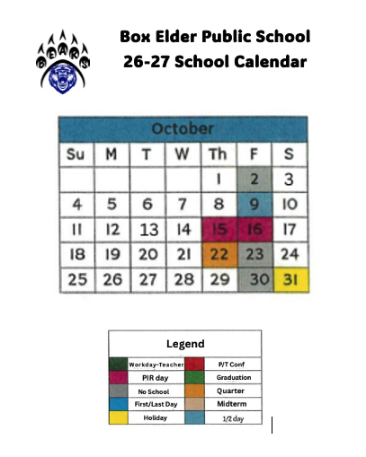 October School Calendar
