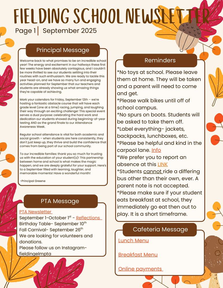 SEPTEMBER NEWSLETTER