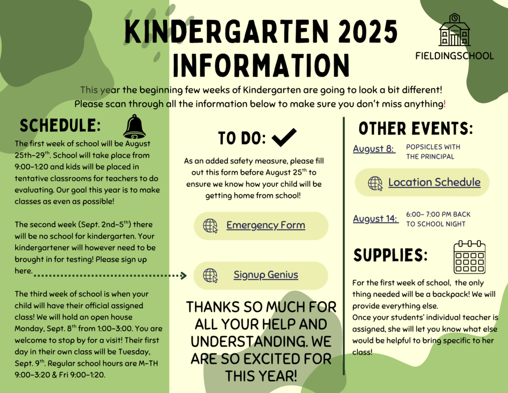 KINDERGARTEN INFORMATION