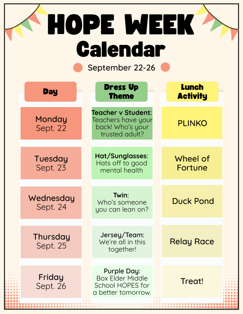 Hope Week Schedule