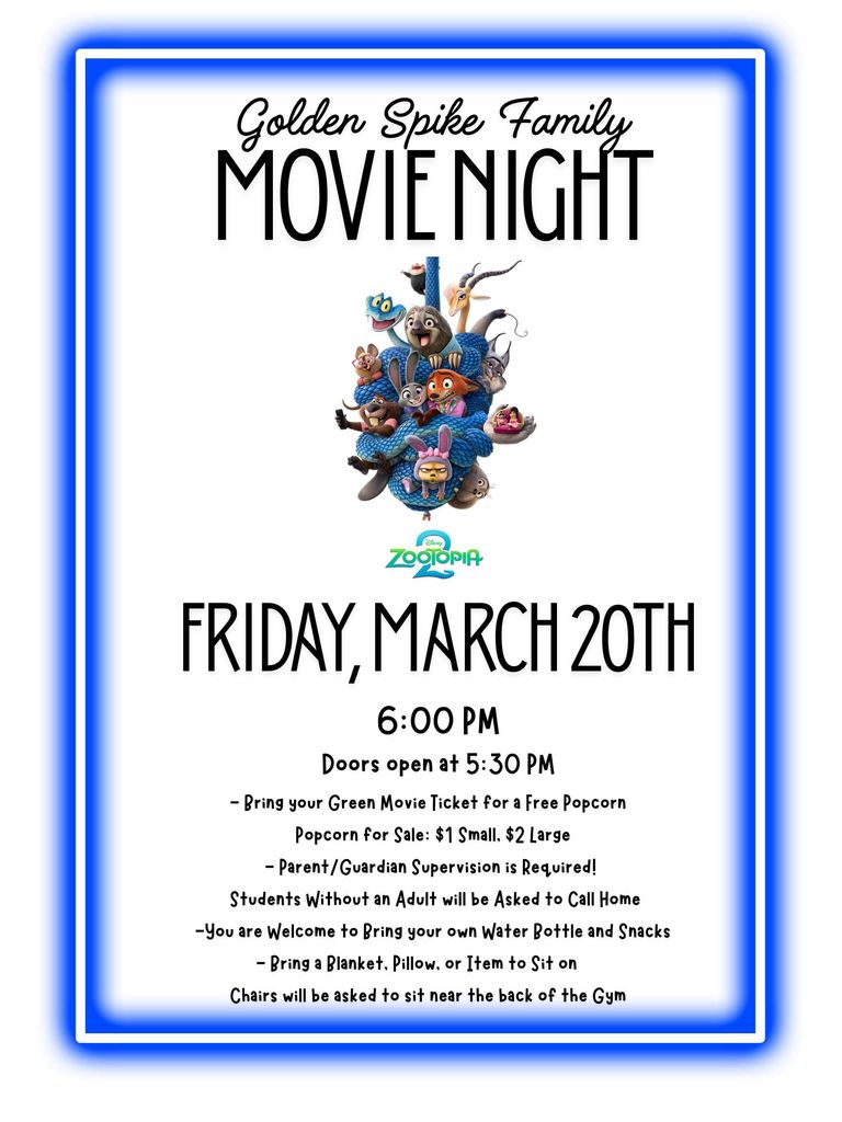 GSE March 20th PTO Family Movie Night