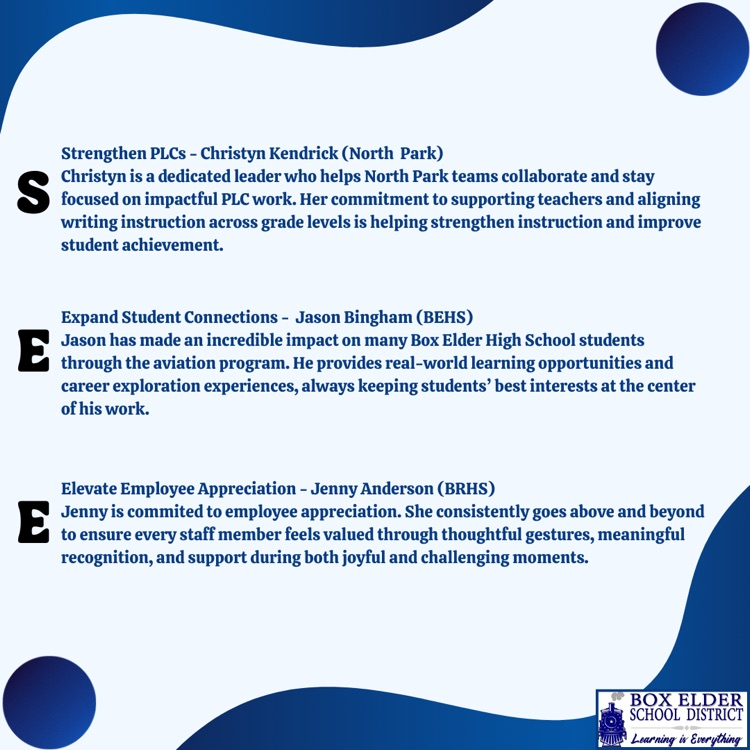 description of why they received the SEE award