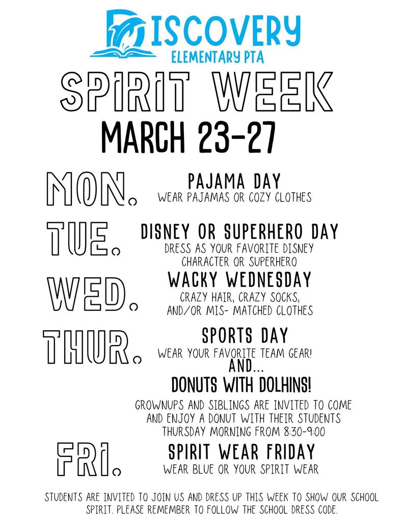 spirit week dress up days