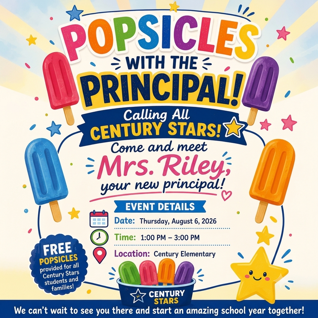 Flyer inviting families to popsicles with the principal