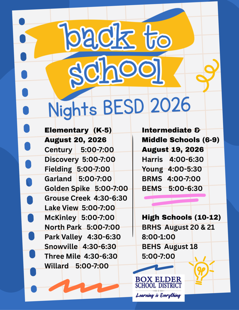 List of back to school nights for BESD