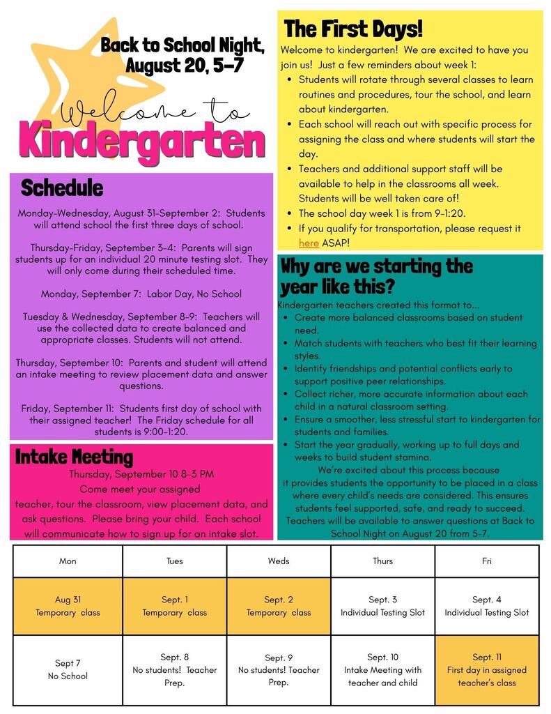 Kindergarten Information Flier