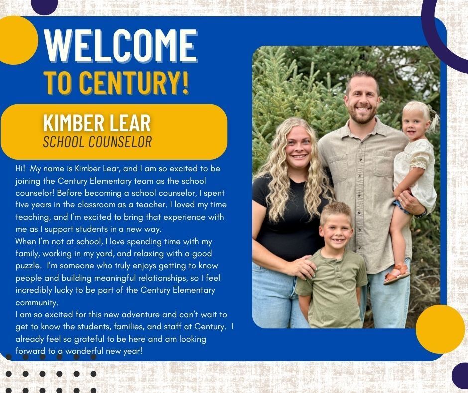 Welcome to Century Elementary Mrs. Lear!