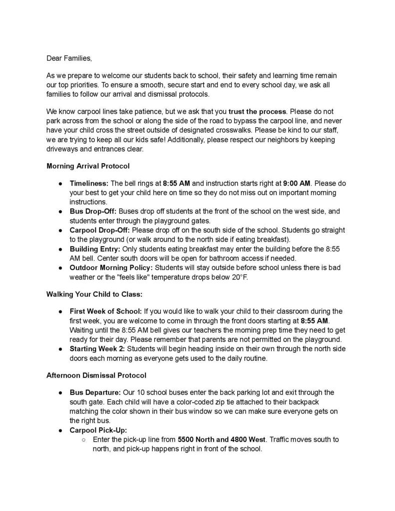 Arrival and Dismissal Procedures