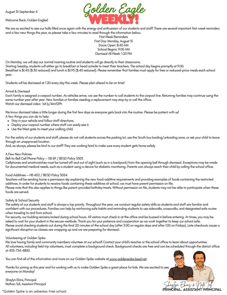 Golden Eagle Weekly Newsletter