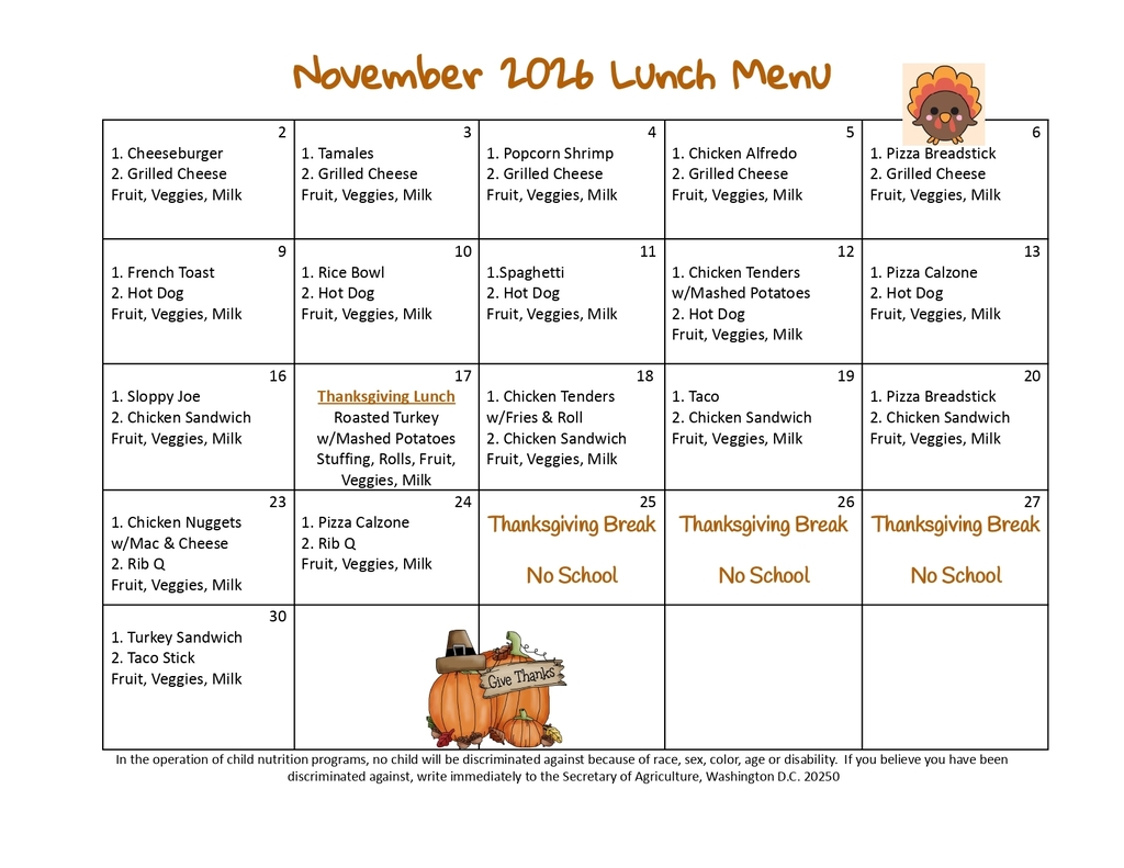 November Lunch Menu