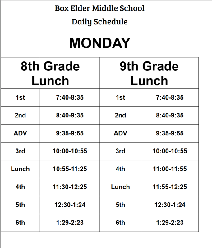 Alternate Schedule Tuesday-Thursday, September 15th-17th