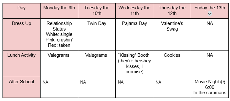 Calendar of events