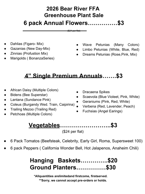 2026 FFA Green house plant sale