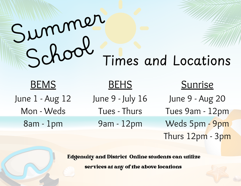 BEMS  Summer School Times and Locations