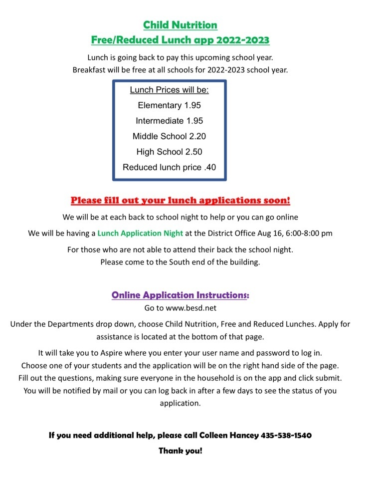 free and reduced lunch application instructions