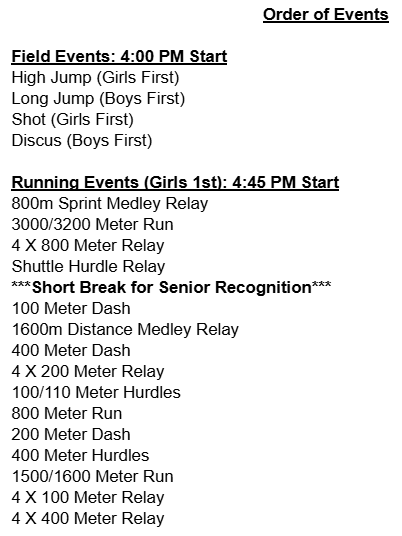 Track Meet Schedule