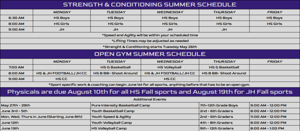 Summer Schedule