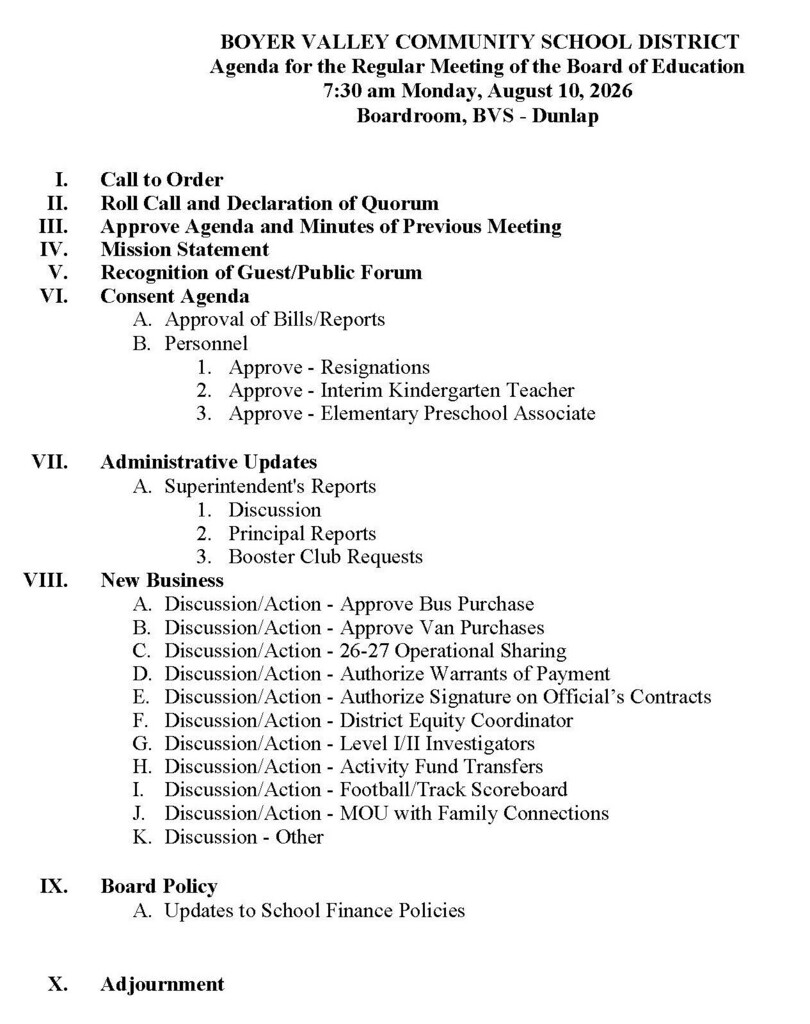August Board Meeting