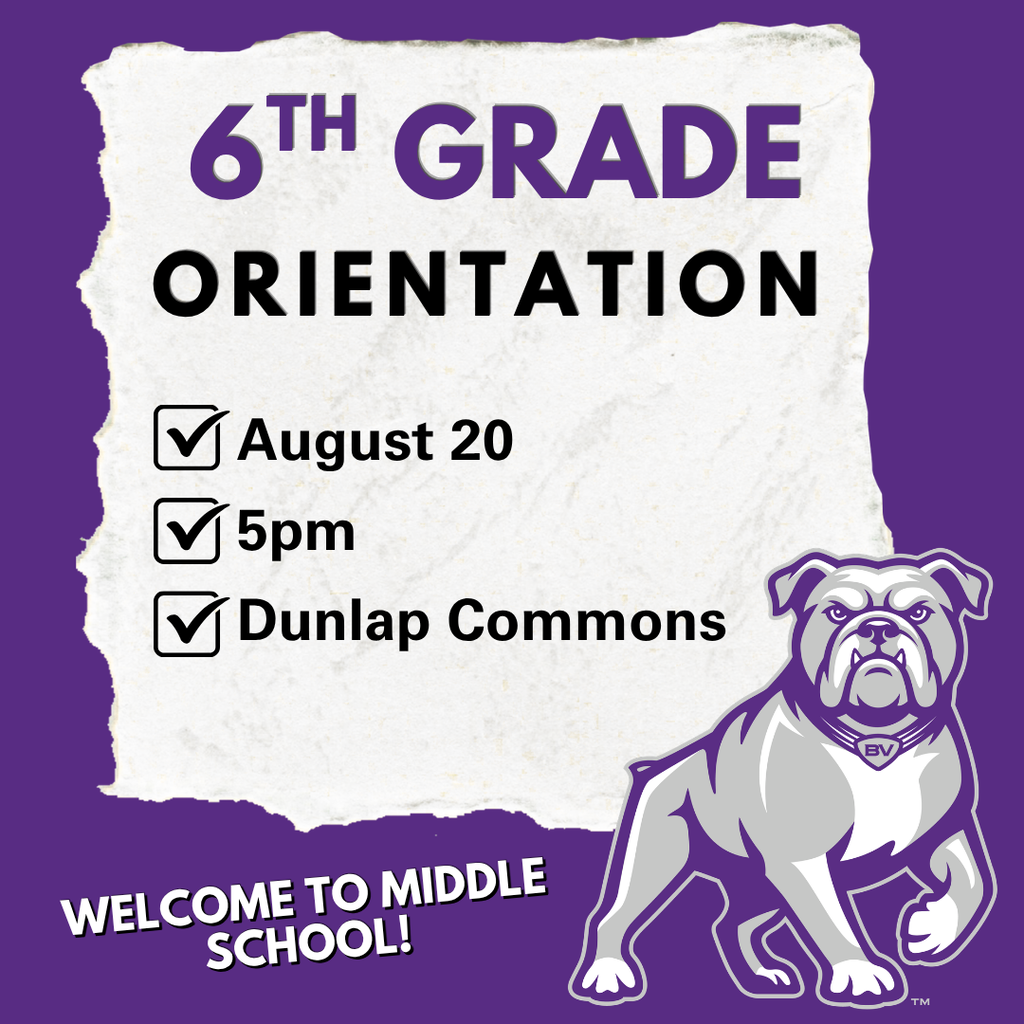 Open House  12 - 6 pm 6th Grade Orientation  5 pm - MS/HS Commons
