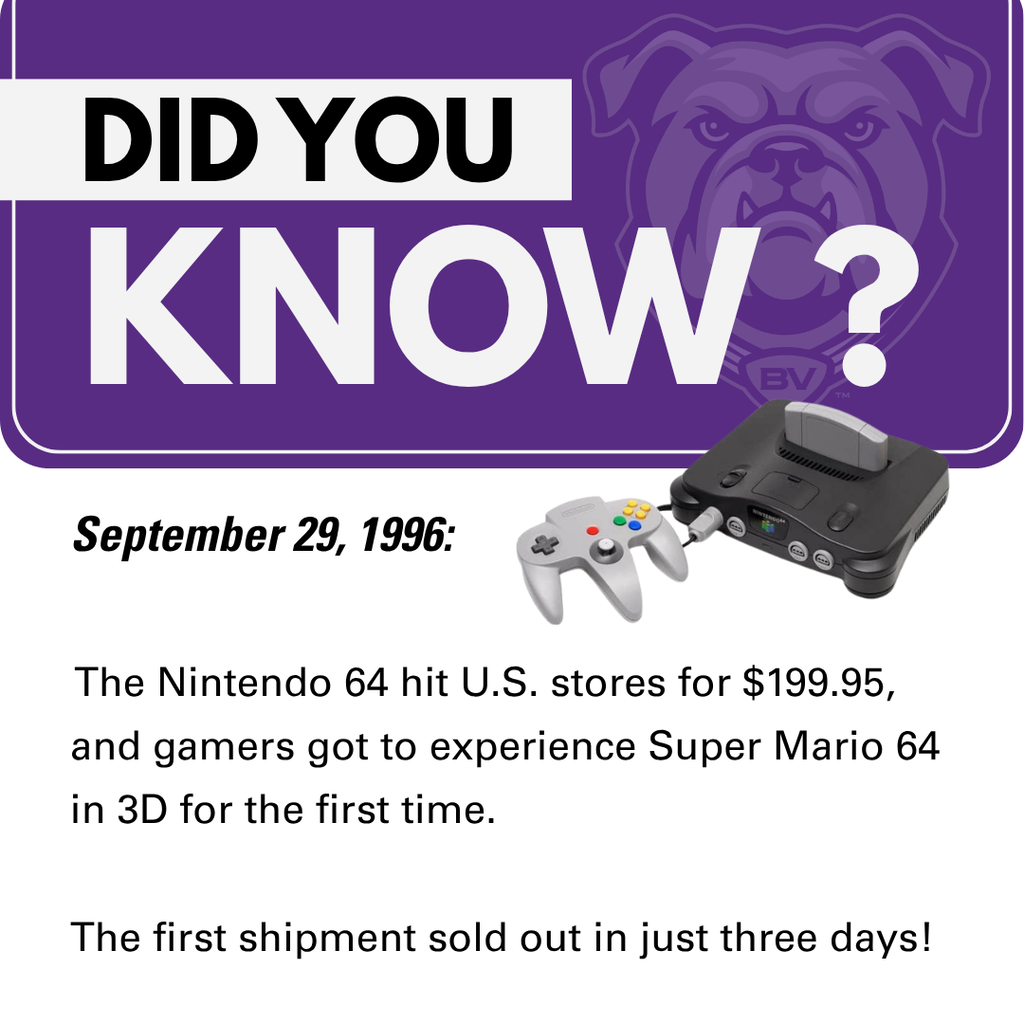 Did you know? On this date, September 29, 1996 the Nintendo 64 was released in the US